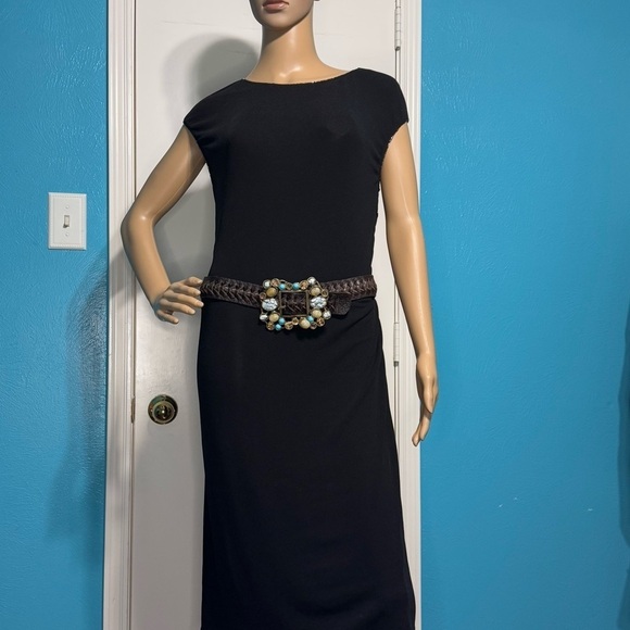 LeatheRock Brown Braided Leather Semi Precious Stone Encrusted Buckle Belt S main image 4